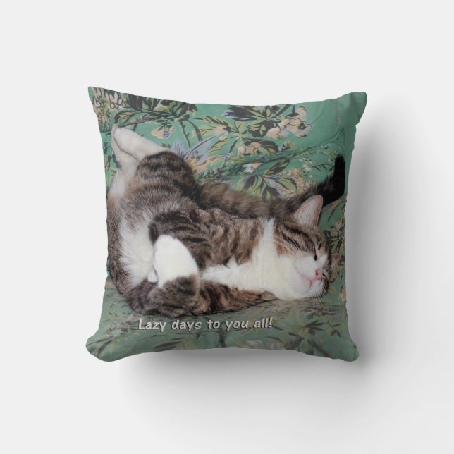 Coussin Les jours paresseux de Kitty (Recto)