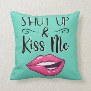 Coussin Les lèvres du dessin animé Magenta Tais-toi et emb