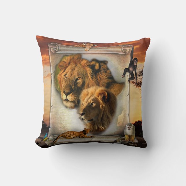 Coussin Les lions sauvages d'Afrique (Recto)