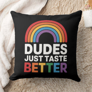 Coussin Les mecs Goûtent Mieux Drôle Gay Rainbow LGBTQ