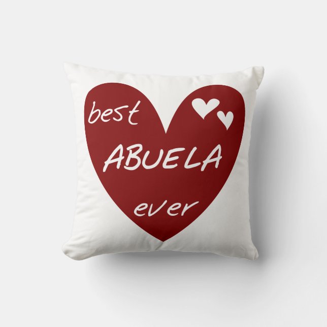 Coussin Les meilleurs cadeaux d'Abuela de coeur rouge (Recto)