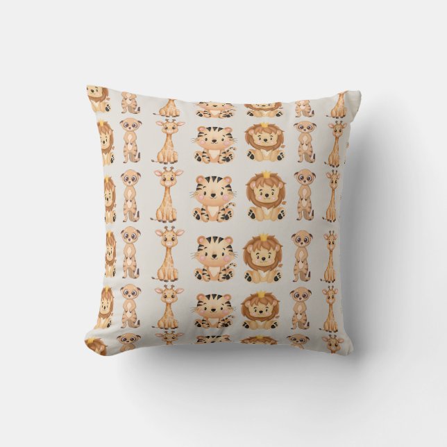 Coussin Les mignons animaux sauvages africains (Recto)