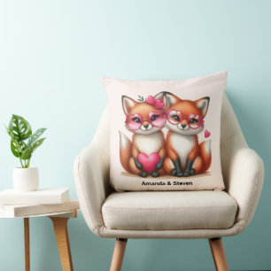Coussin Les mignons renards orange en amour