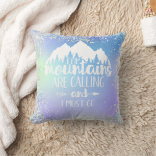 Coussin Les Montagnes Appelent Parties scintillant Bleue V