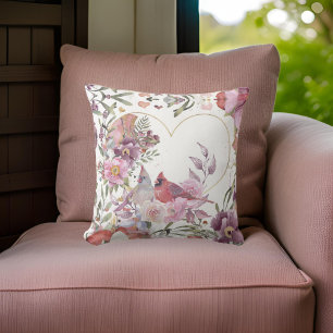 Coussin LES OISEAUX CARDINAUX AIMENT LE COEUR FLORAL Cou