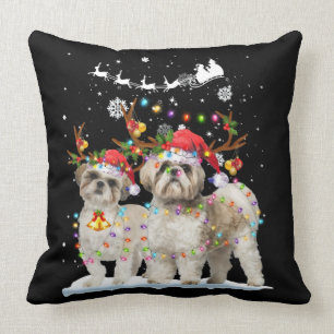 Coussin Les ornements de Noël légers de Shih Tzu Reindeer