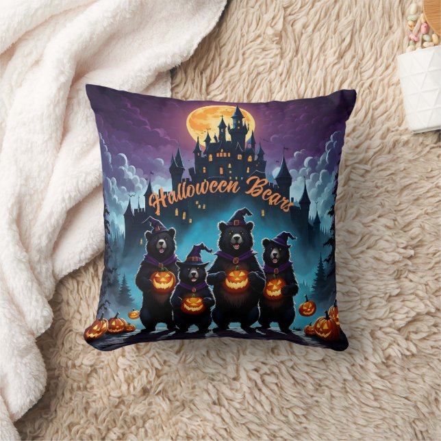Coussin Les ours d'Halloween fêtent avec des jack-o'lanter (Couverture)