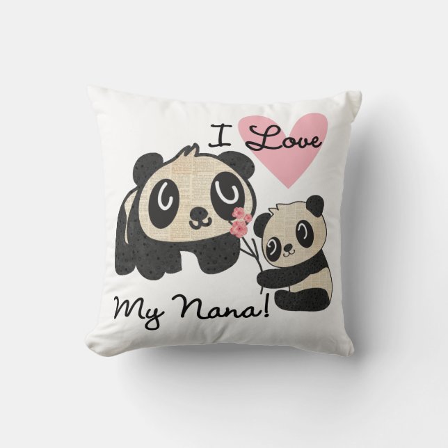 Coussin Les pandas I aiment ma Nana (Recto)