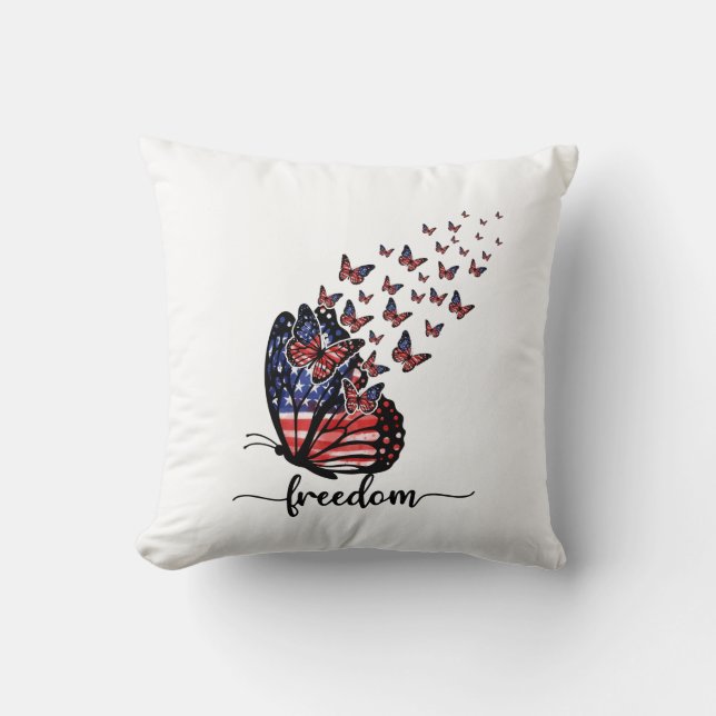 Coussin Les papillons de la liberté | Rouge patriotique, B (Recto)