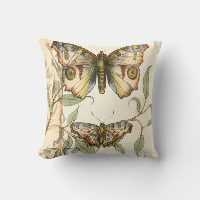 Coussin Les papillons Tandem sur les Feuilles verts (Recto)