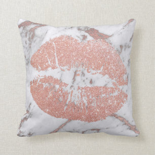 Coussin Les parties scintillantes roses de lèvres d'or