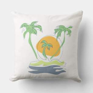 Coussin Les paysages de plage tropicaux de l'île. Palmier