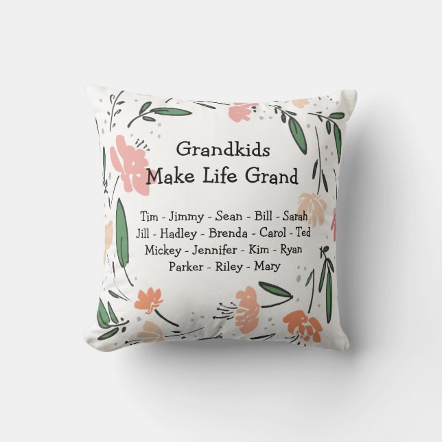 Coussin Les petits-enfants font la vie Grand Floral (Recto)
