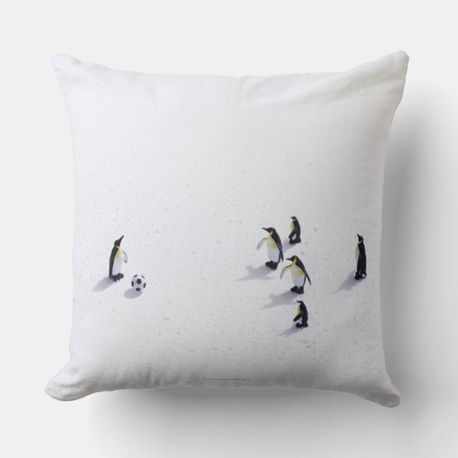 Coussin Les pingouins jouant au football (Recto)