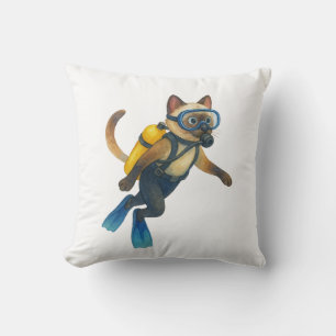 Coussin Les plongeurs en scaphandre autonomes chats plonge