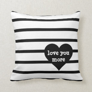 Coussin Les rayures B&W, coeur noir, vous aiment (amour