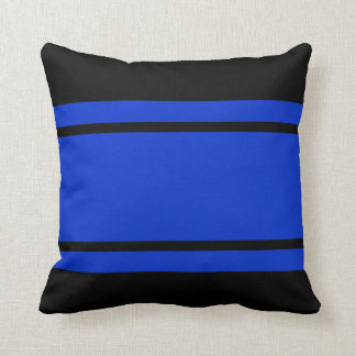 Coussin Les rayures bleues de course noire ajoutent le
