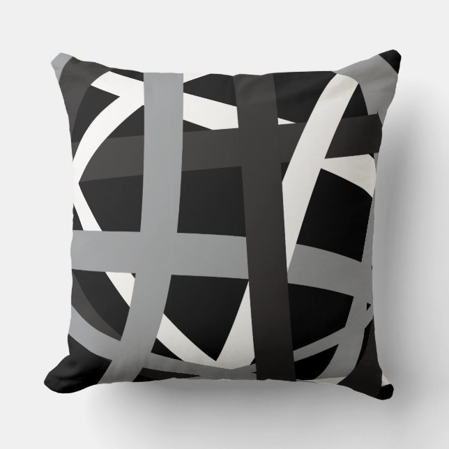 Coussin Les RAYURES NOIRES GRISES CONÇOIVENT le rétro (Recto)