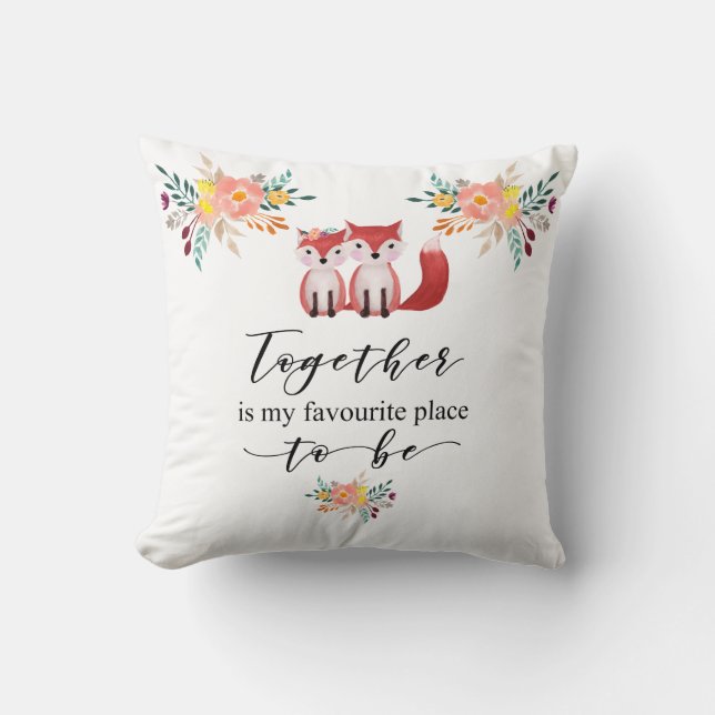 Coussin Les renards mignons floraux est ensemble mon (Recto)