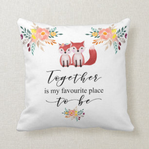 Coussin Les renards mignons floraux est ensemble mon