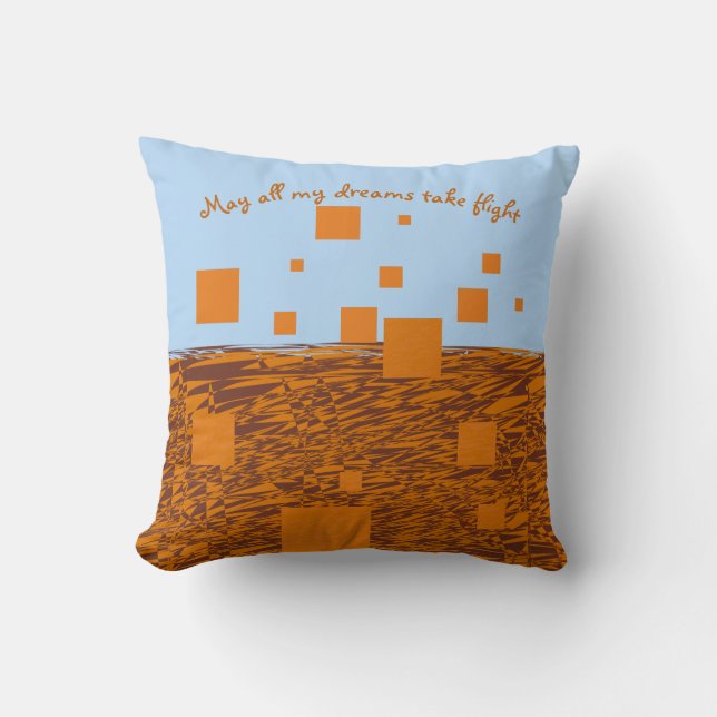 Coussin Les rêves prennent le vol Orange Flottant Blocs Ca (Recto)