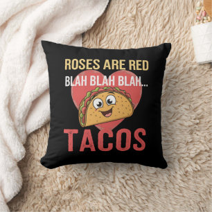 Coussin Les roses sont rouges, bla-bla tacos Saint-Valenti