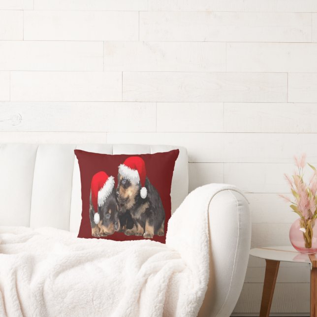 Coussin Les Rottweilers de Noël portent des Casquettes de  (Canapé)