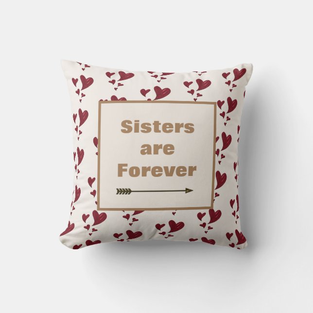 Coussin Les soeurs sont Forever Gold Arrow peint Coeurs ro (Recto)