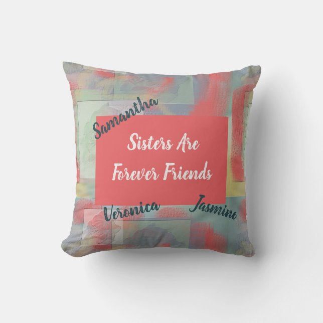 Coussin Les Soeurs Sont Pour Toujours Amis Pastel Floral F (Recto)