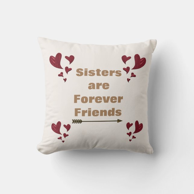 Coussin Les soeurs sont pour toujours des amis Rouge Coeur (Recto)