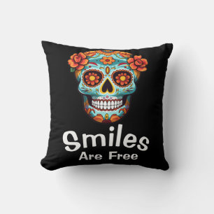 Coussin Les sourires sont libres, comme la joie des crânes