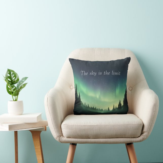 Coussin Les tons verts du ciel nocturne des aurores boréal (Chaise)