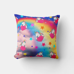 Coussin Les Unicornes Arc-En-Ciel Dans Les Nuages Jettent