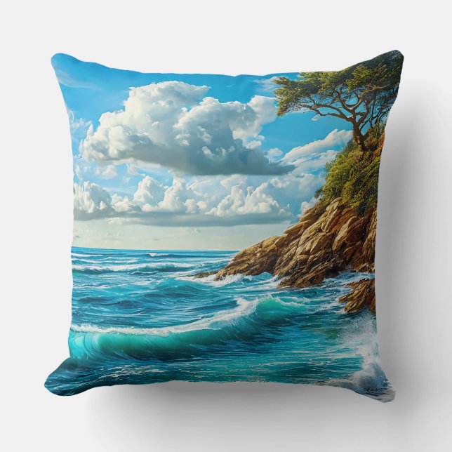Coussin Les vagues de plage (Recto)