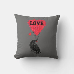 Coussin Les valentines de corneille gothique foncé aiment 
