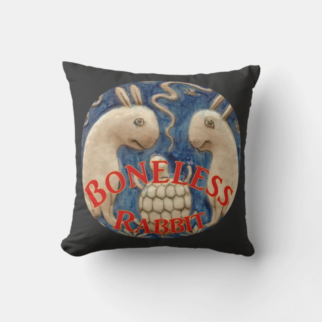 Coussin Les Voyages européens du Lapin sans os (Recto)