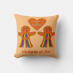 Coussin Lesbienne Noël pain d'épices Couple dames