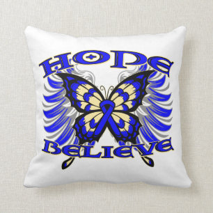 Coussin L'espoir de cancer du colon croient le papillon