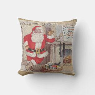 Coussin L'Esprit de Noël - Art de Carte Postale Ancienne