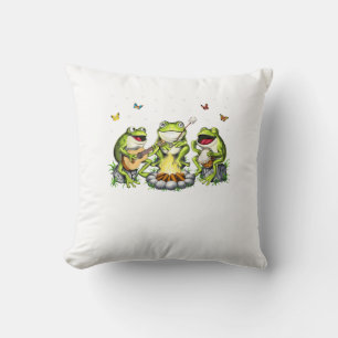 Coussin l'esthétique cottagecore grenouilles camping forêt
