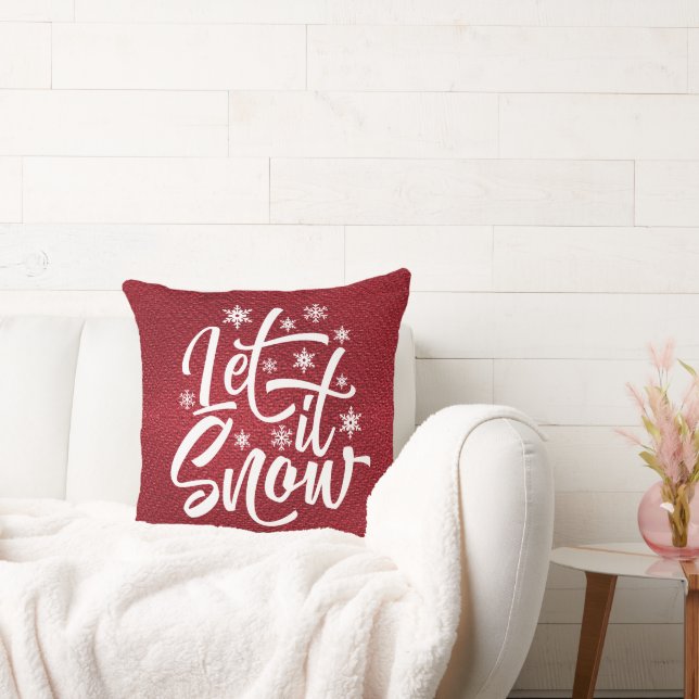 Coussin Let It Snow Christmas Typographie Rouge/Blanc ID95 (Canapé)