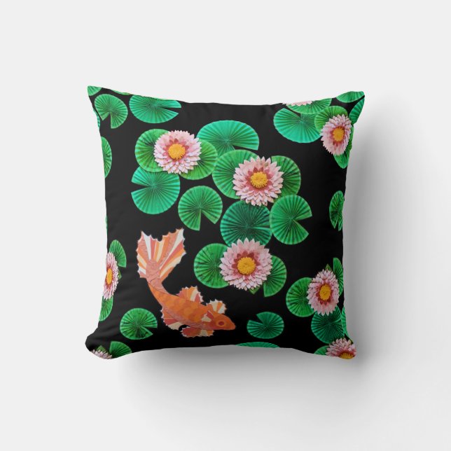 Coussin L'étang de carpes en papier (Recto)