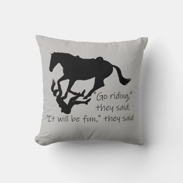 Coussin Let's Go Riding Horses Funny (Recto)
