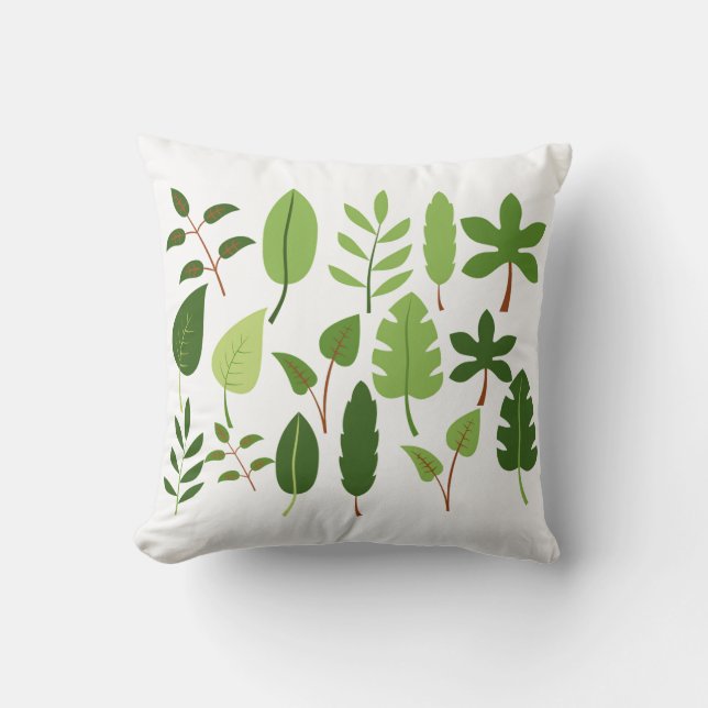 Coussin Letter Nature Green Design | Botanical Alphabet (Recto)