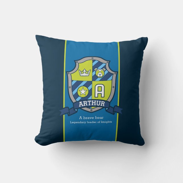 Coussin Lettre A Arthur nom signifiant ours coutume (Recto)