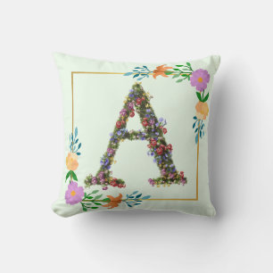 Coussin Lettre A de l'alphabet floral
