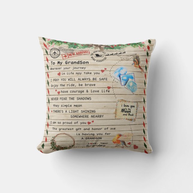 Coussin Lettre À Mon Petit-Fils De Grand-Père Cadeau Perso (Recto)