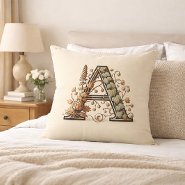 Coussin Lettre "A" - Vin Boisé Monogramme Design