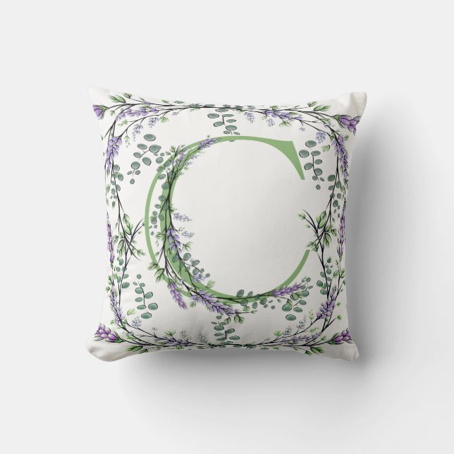 Coussin Lettre alphabétique C Lavender Eucalyptus (Recto)