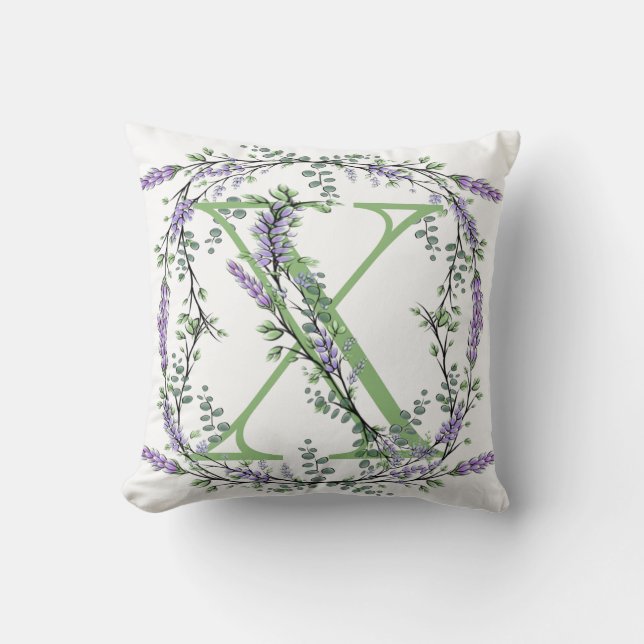 Coussin Lettre alphabétique X Lavender Eucalyptus (Recto)